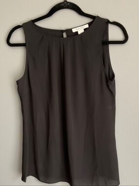 White House Black Market Black Sleeveless Pleated Neck Shell